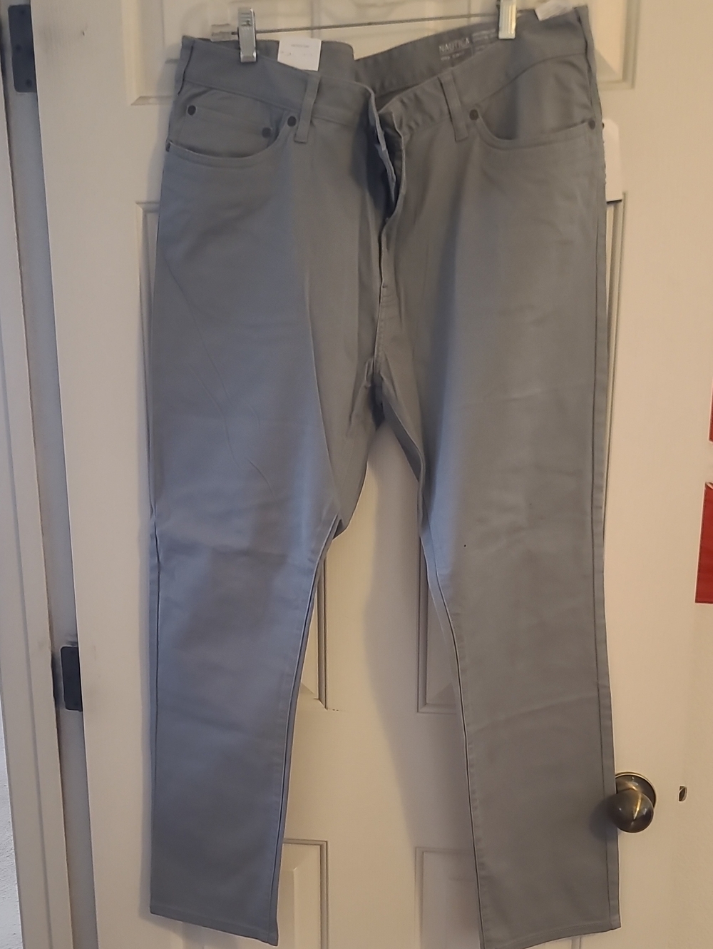 Nautica Men's Light Gray Slim Fit Stretch Pants